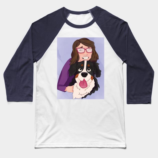 Bernese Mountain Dog with Brunette Mom Baseball T-Shirt by FlippinTurtles